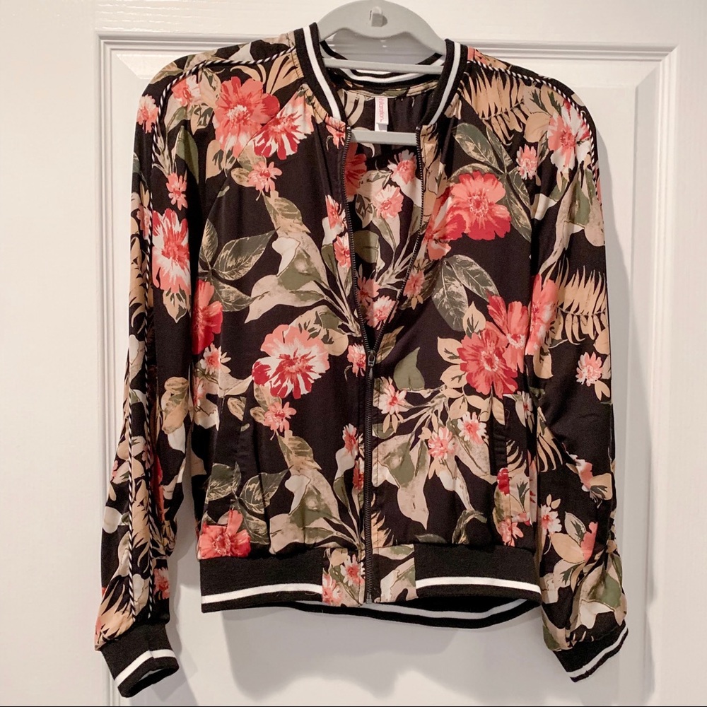 SOLD Floral Zip Up Bomber Jacket